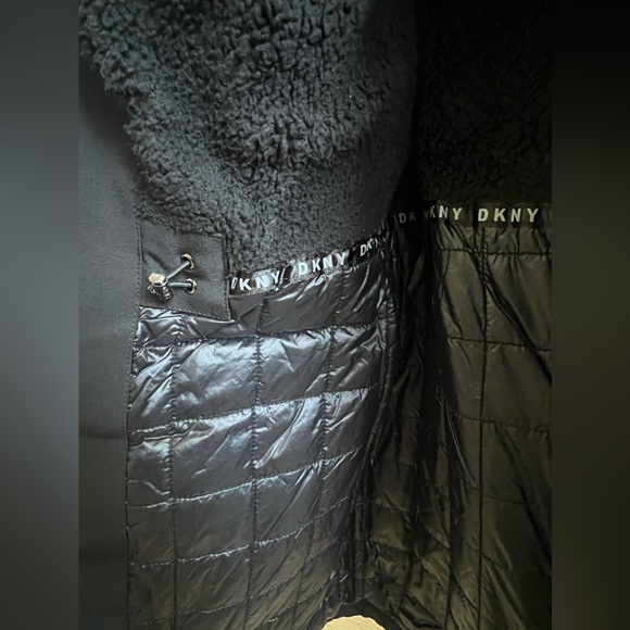 DKNY Black Parka with Faux Fur Hood - Like New (Size Small) - Picture 5 of 6